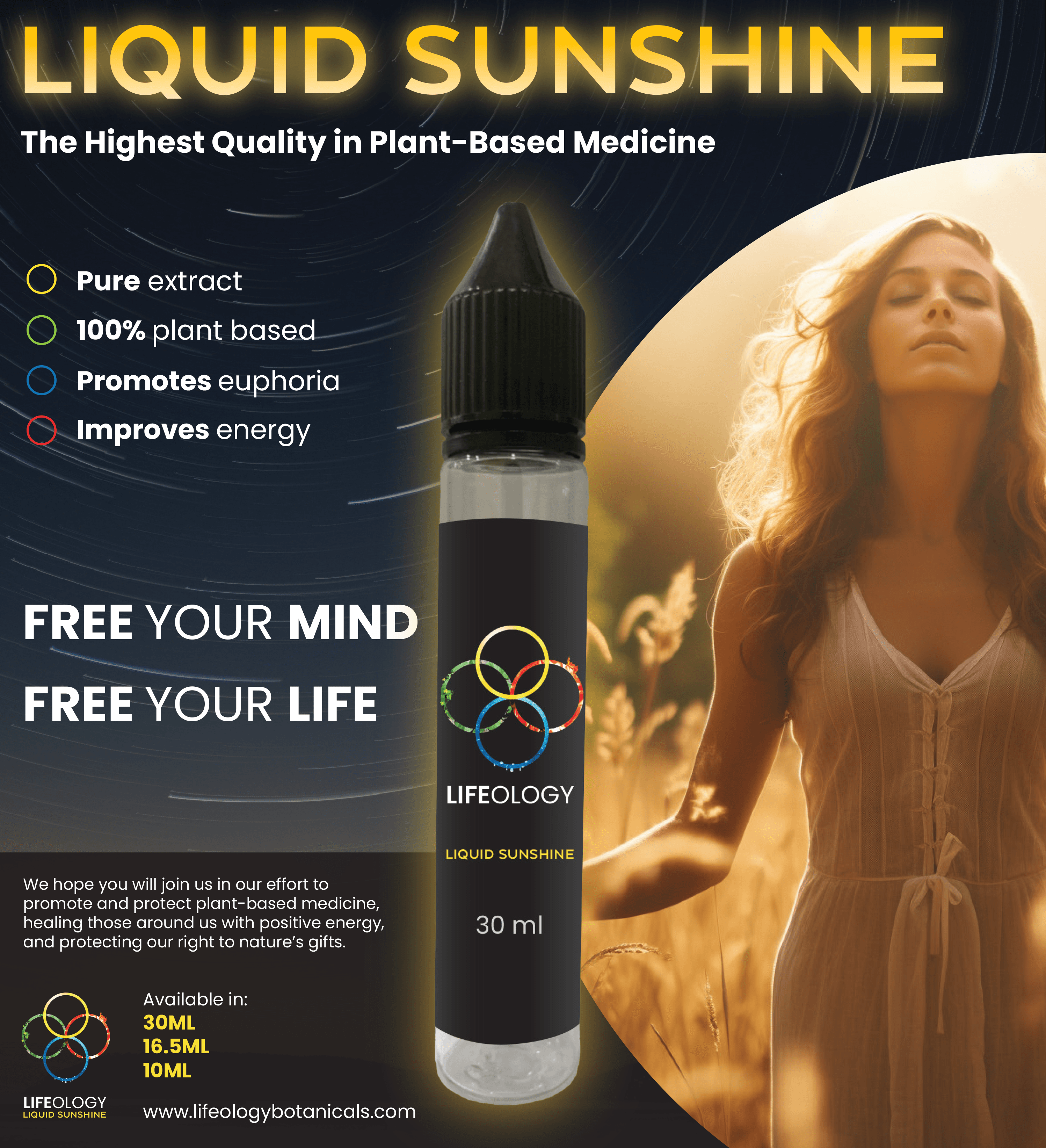 Lifeology liquid sunshine display poster
